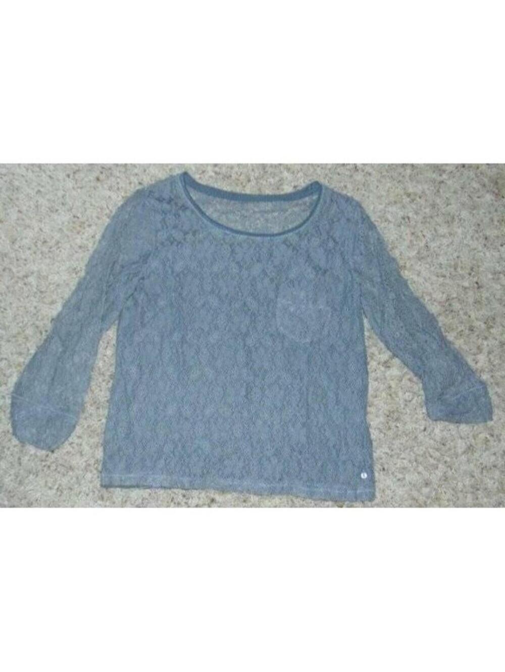 Abercrombie Top XL Girls Gray 3/4 Sleeve Scoop Lace Top Shirt